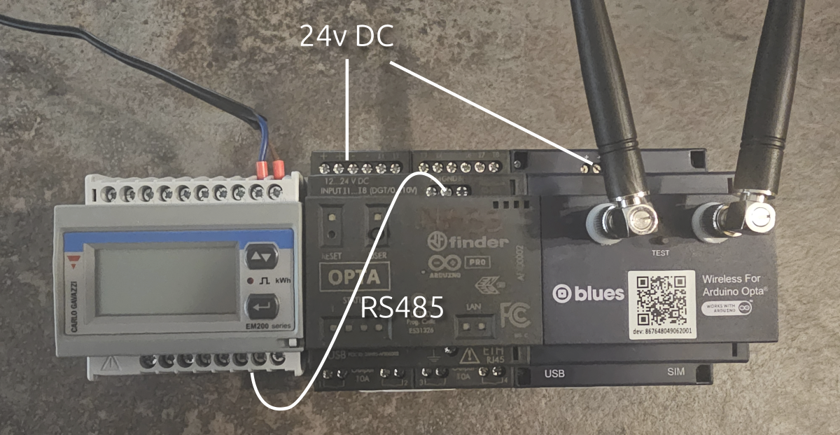 Rogowski coils wired to the EM210 energy meter