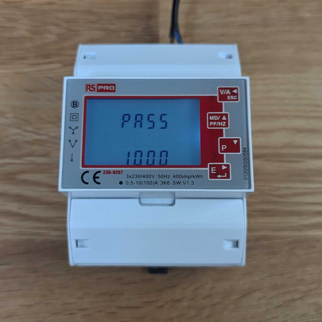 The meter's configuration menu
