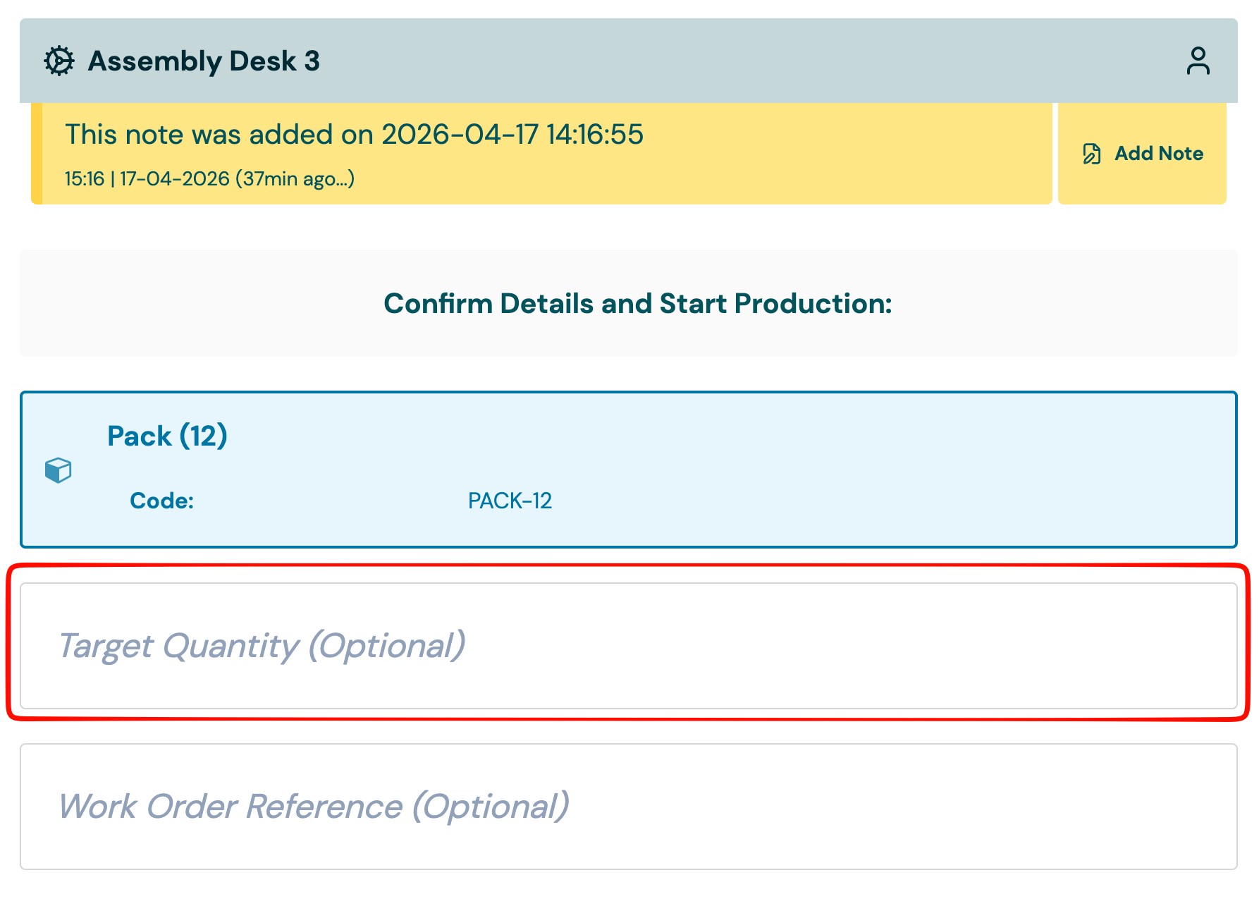 Target quantity on an ad hoc schedule