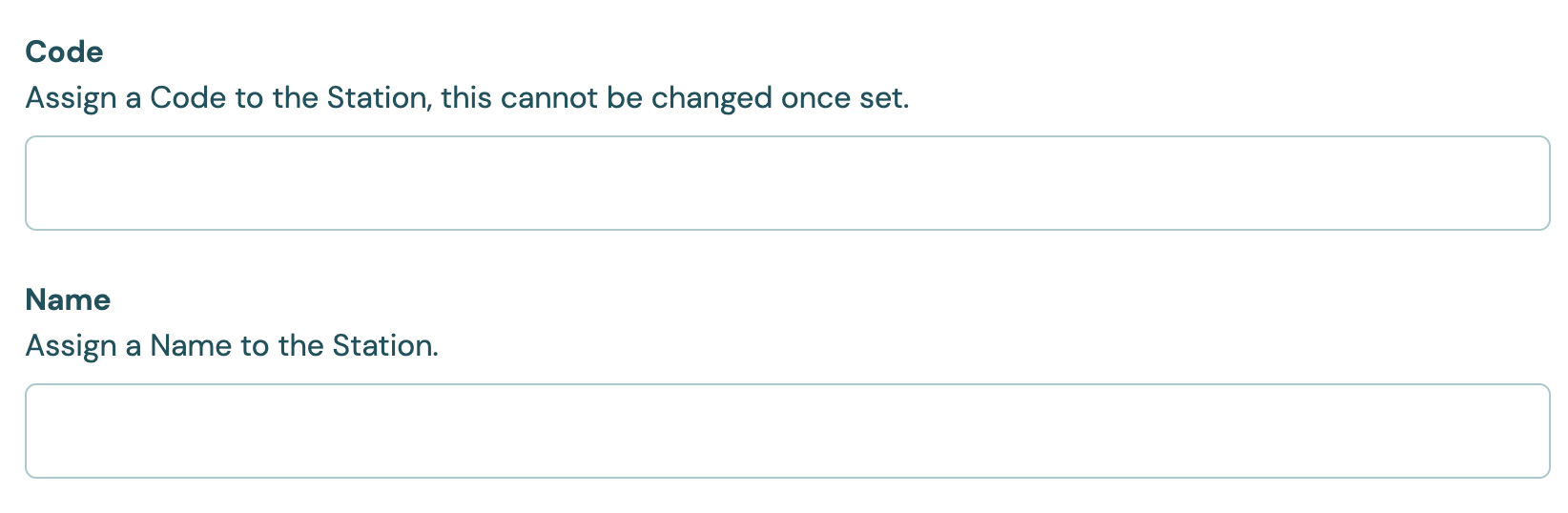 The top of the Station settings form