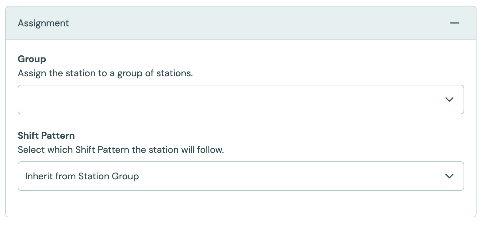 The Assignment settings