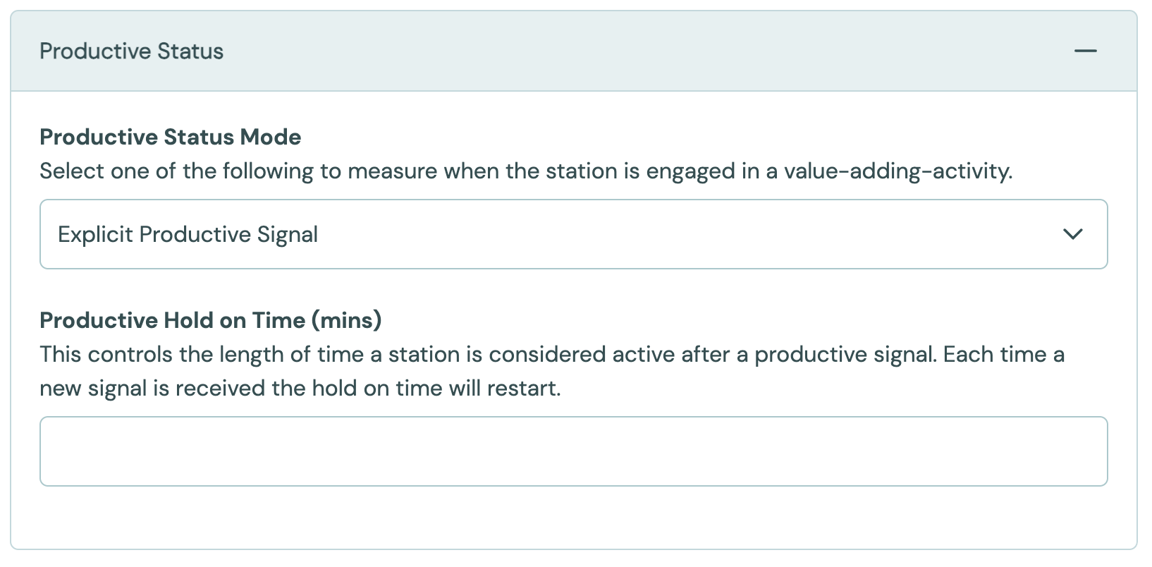 The Productive Status settings
