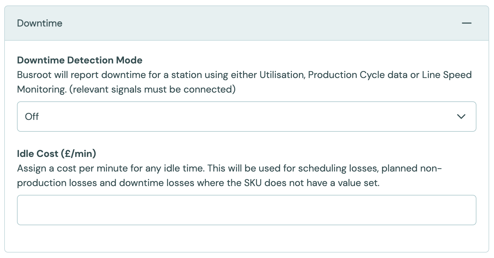The Downtime settings