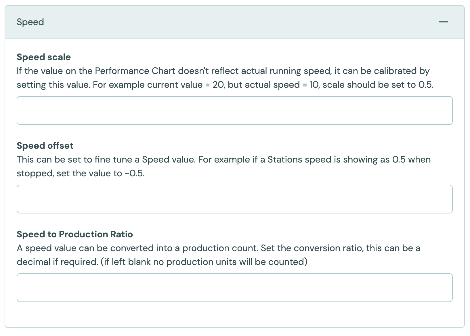 The Speed settings