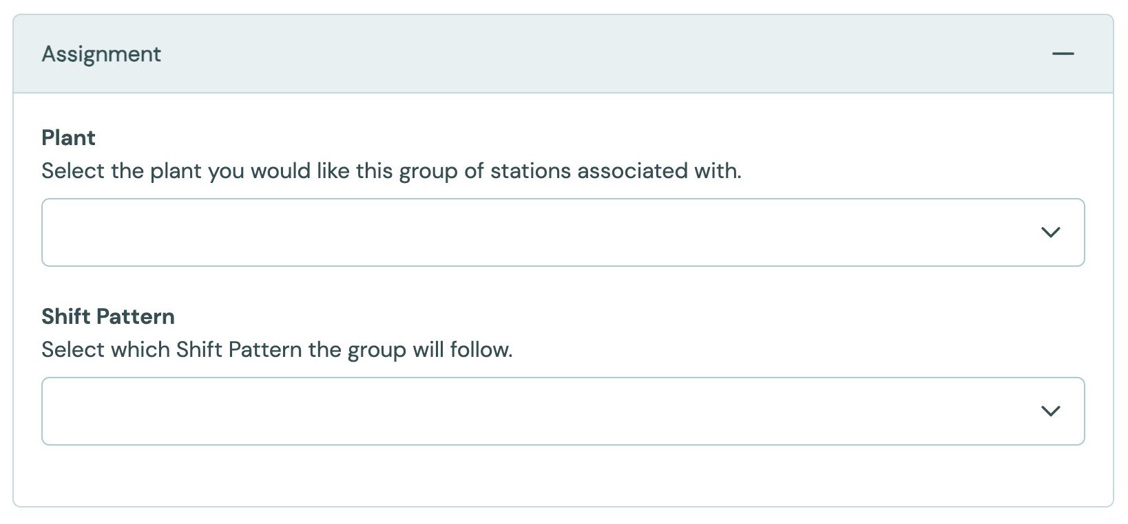 The Assignment settings of a station group