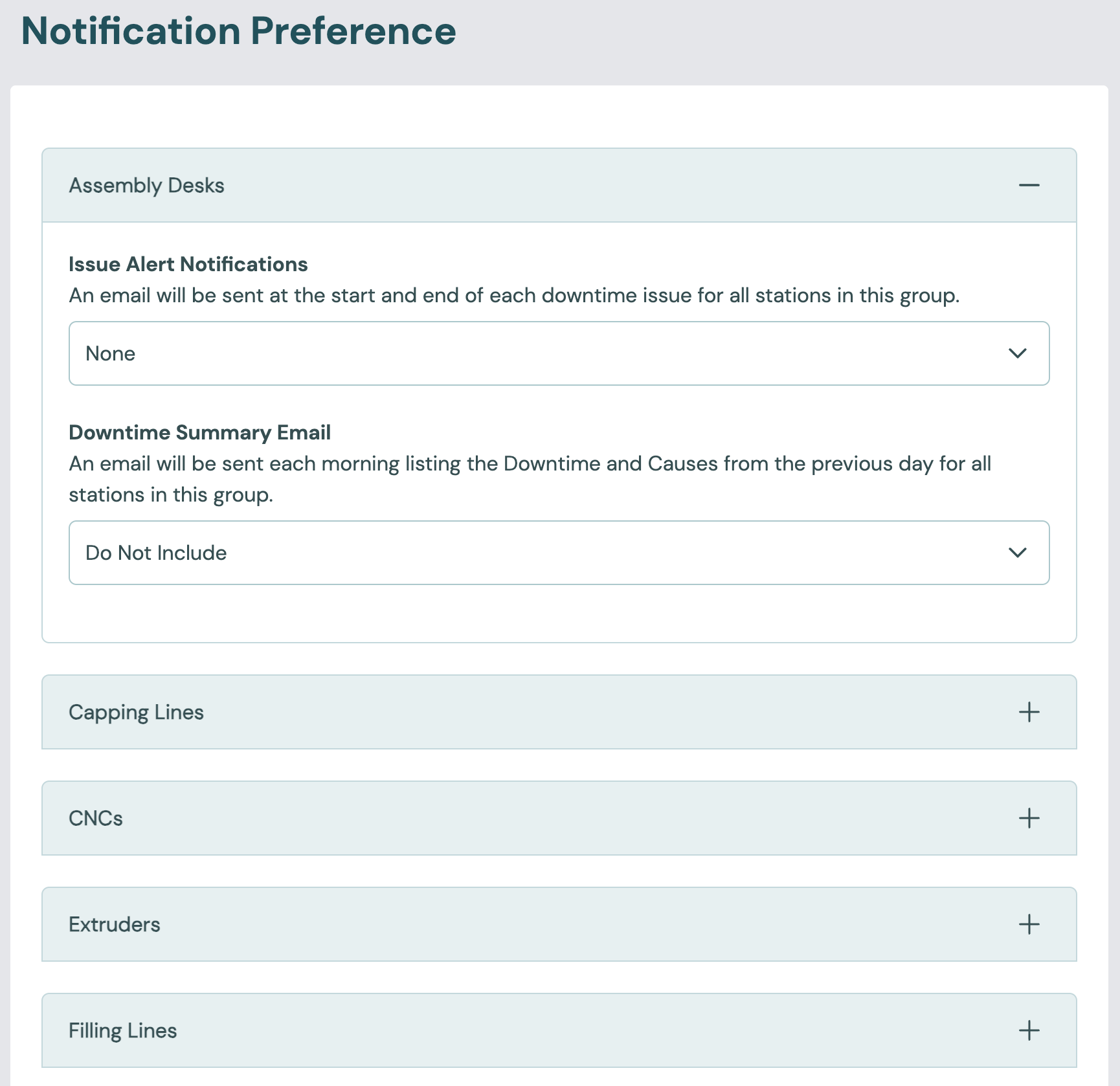The Notification Preference page