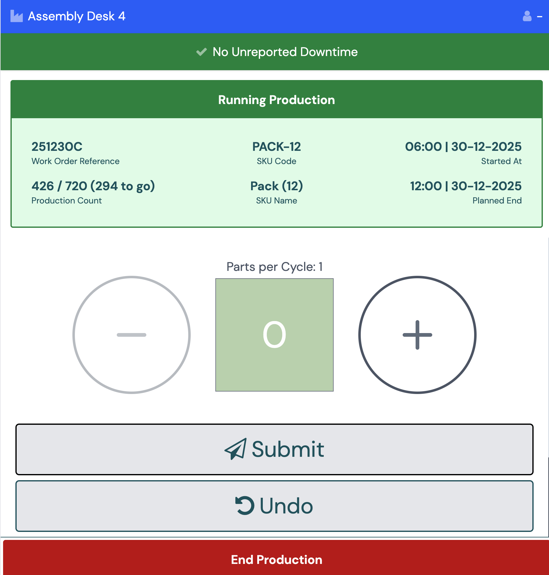 Counting good and bad production in the Operator Interface