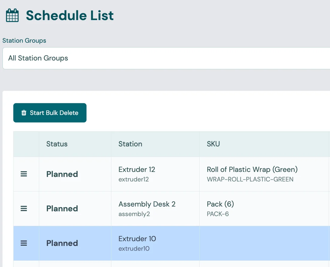 Bulk delete schedules
