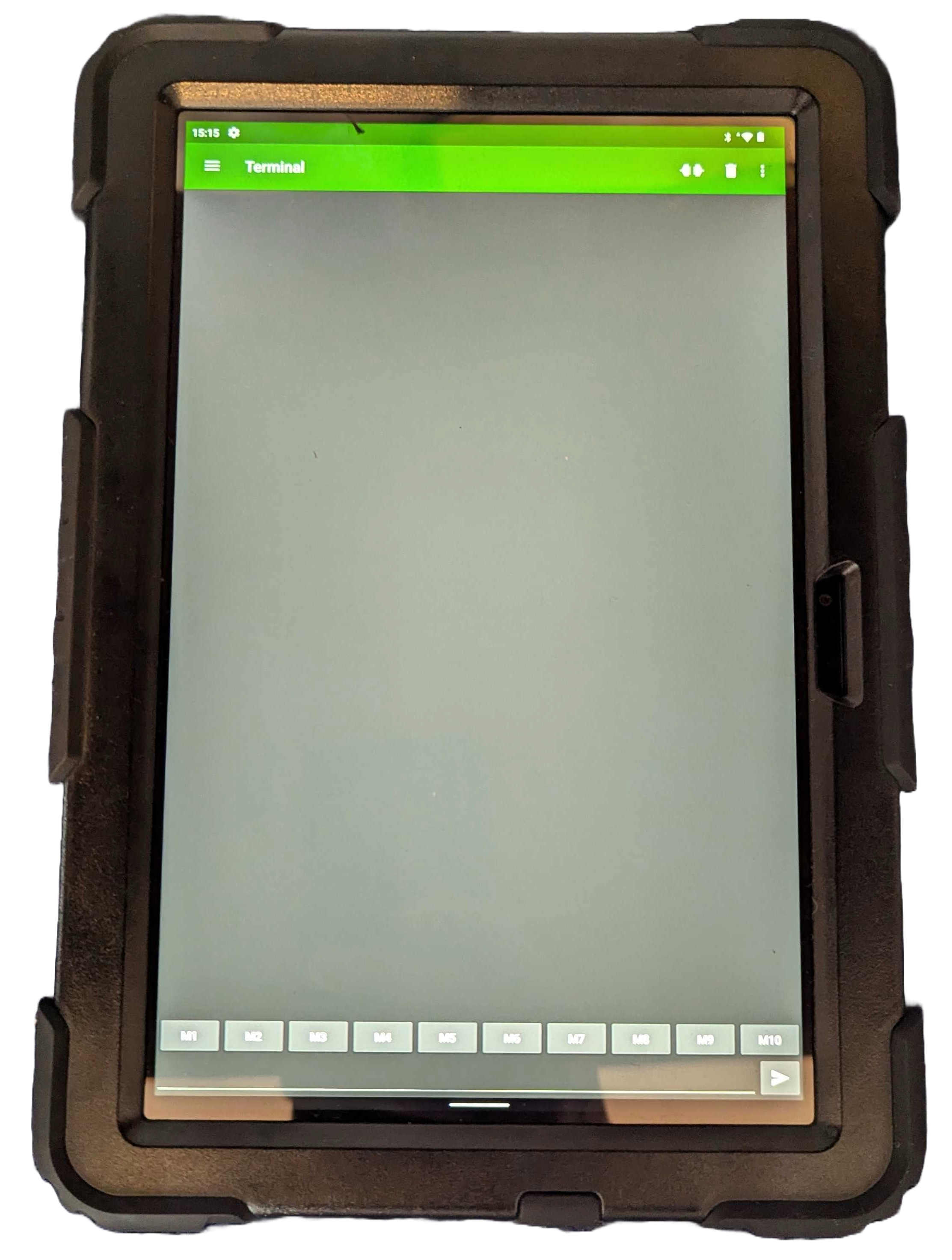 The diagnostic device showing the Serial USB Terminal app