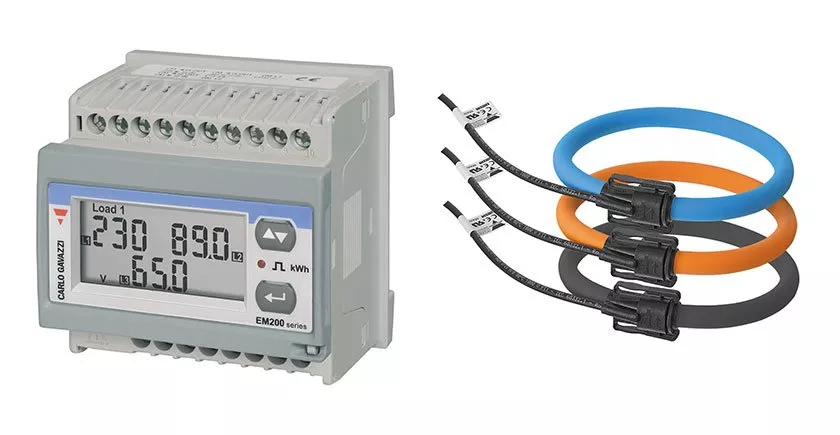 Rogowski coils placed around the phases of a supply